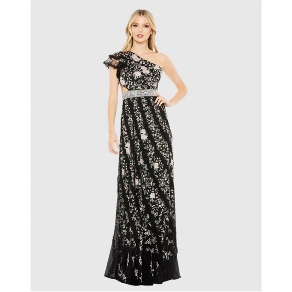 Mac Duggal Dresses & Skirts - Mac Duggal 70160 Embroidered One Shoulder Gown Size 8 NWT Floral Formal Dress